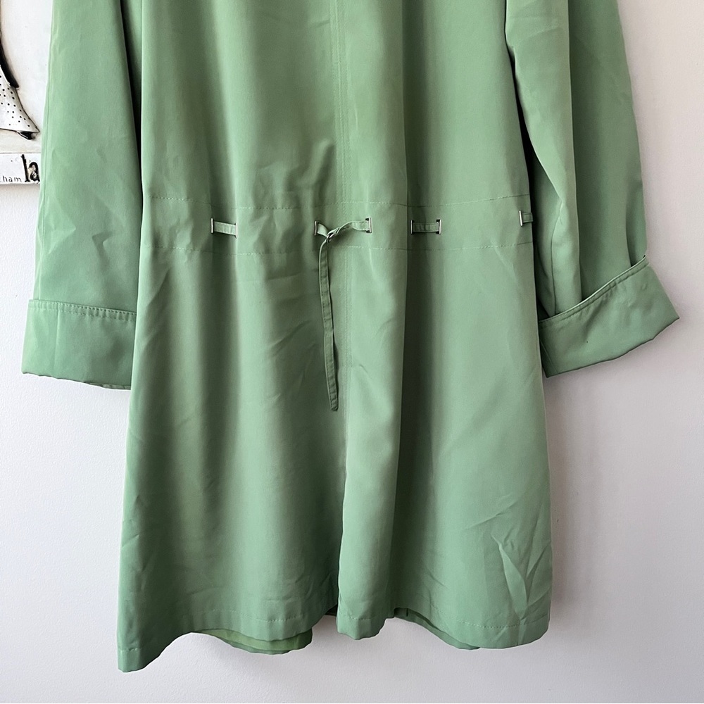 Vintage Gallery Spring Women's Classic Grandma Green Trench Coat Size L - Picture 5 of 8